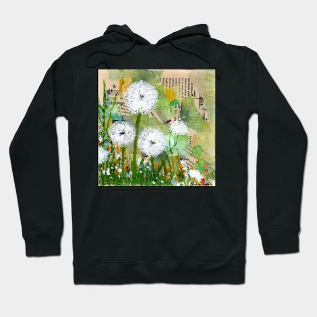 Dandelions in mixed media Hoodie by thryngreen